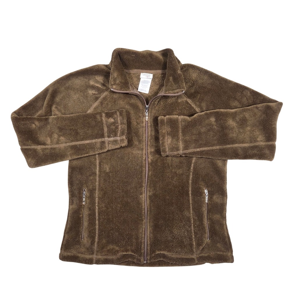Danskin Brown Fleece Full Zip‎ Jacket Womens Large 12-14 Athleisure Gym Boho